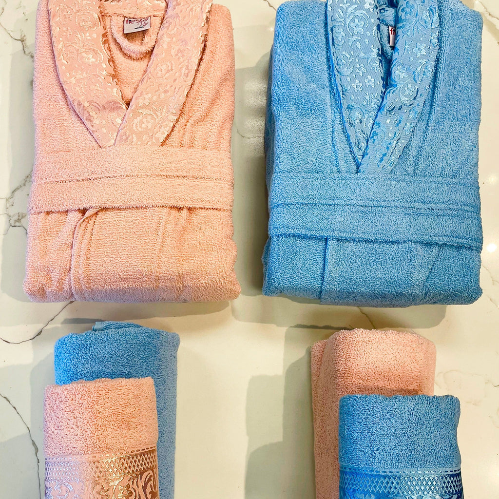 6-PIECE COTTON BATHROBE SET FOR COUPLES