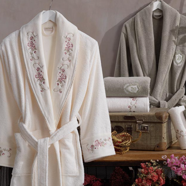 6-PIECE COTTON BATHROBE SET FOR COUPLE, GARDENYA