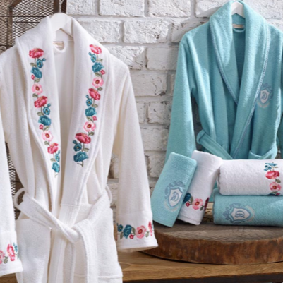 6-PIECE COTTON BATHROBE SET FOR COUPLE, VALERIA