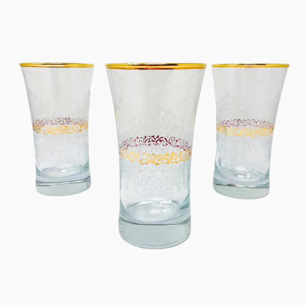 6-PIECE SILVER AND GOLD DECORATED DRINKING GLASS