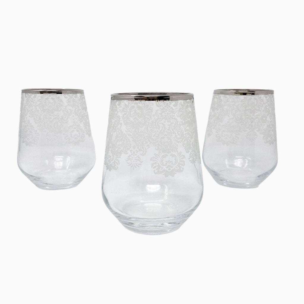 6-PIECE SILVER DECORATED DRINKING GLASSES