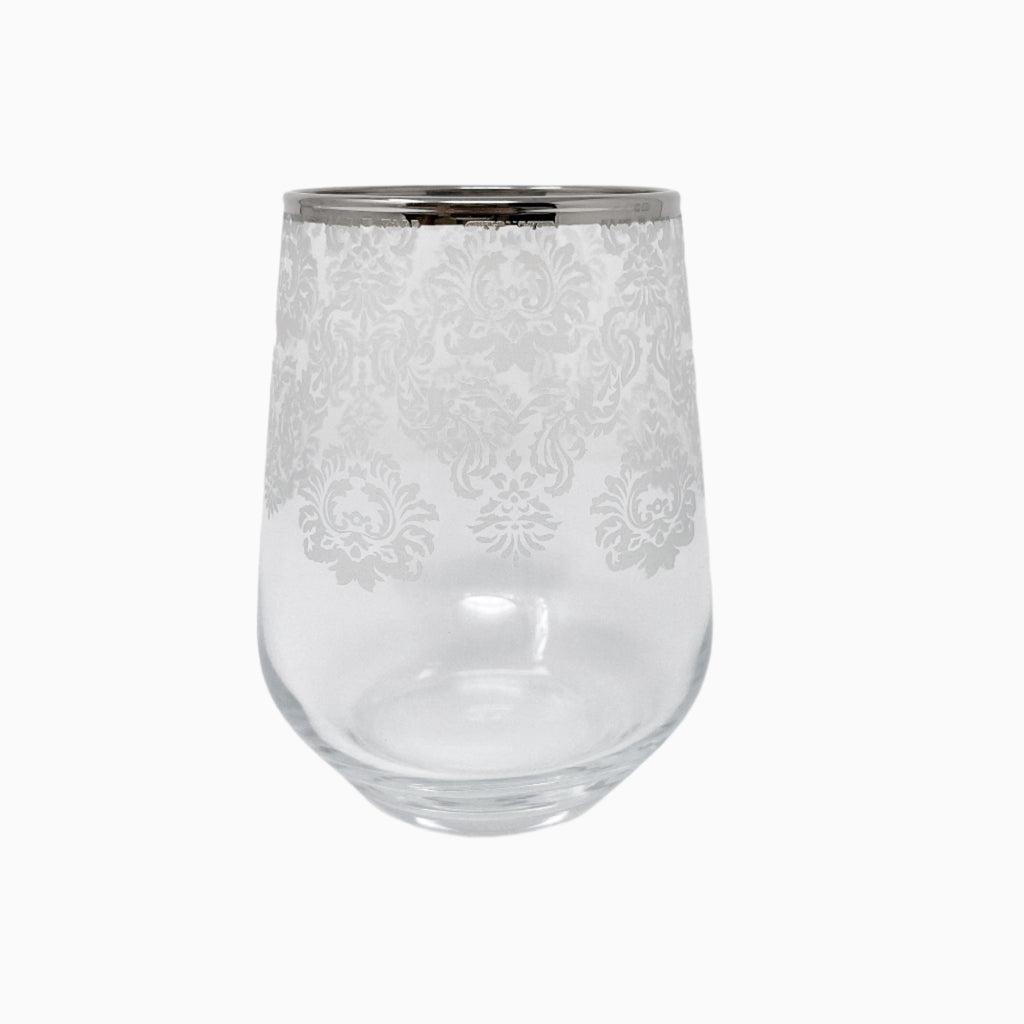 6-PIECE SILVER DECORATED DRINKING GLASSES
