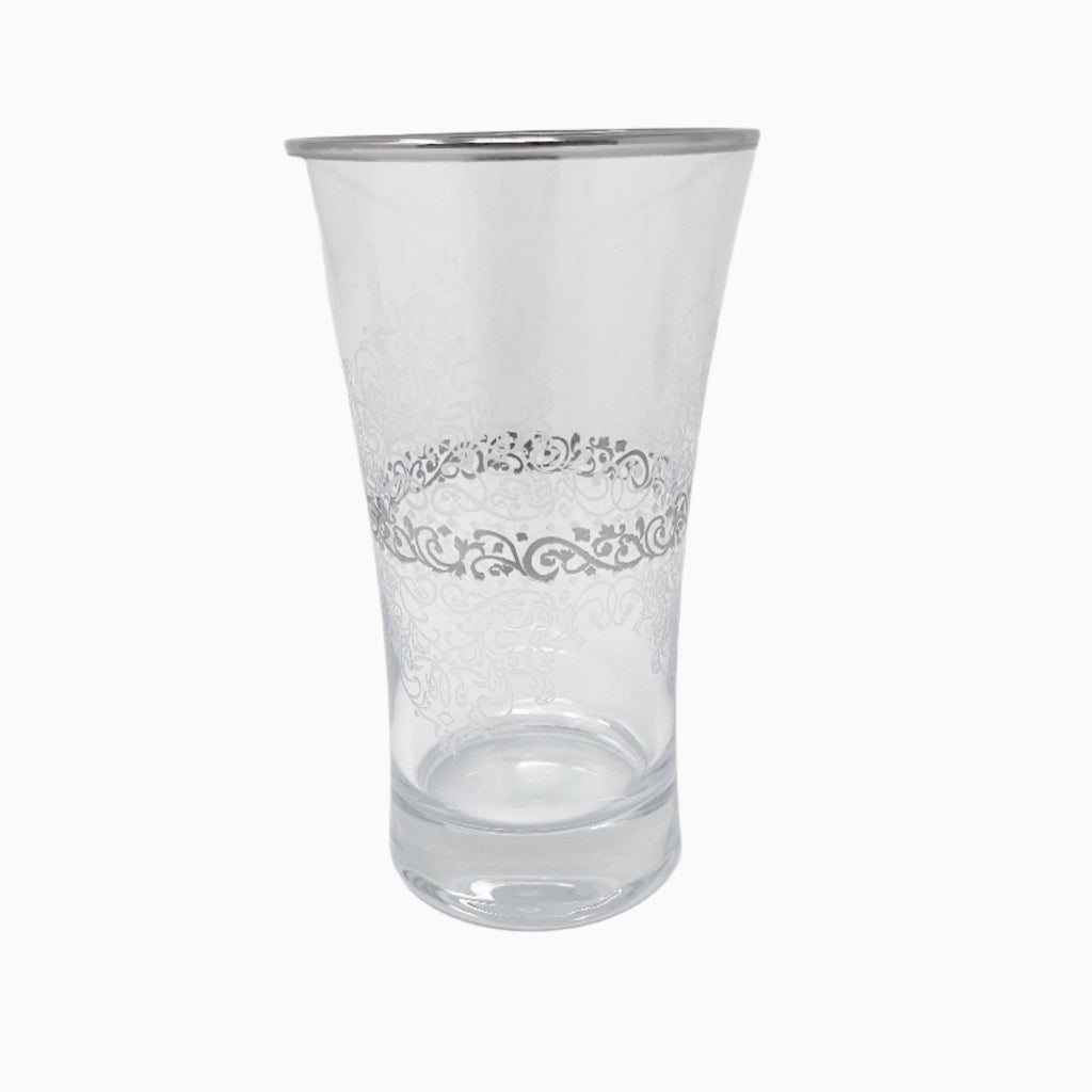 6-PIECE SILVER DECORATED DRINKING GLASSES