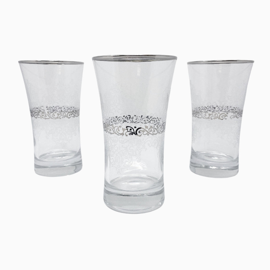 6-PIECE SILVER DECORATED DRINKING GLASSES