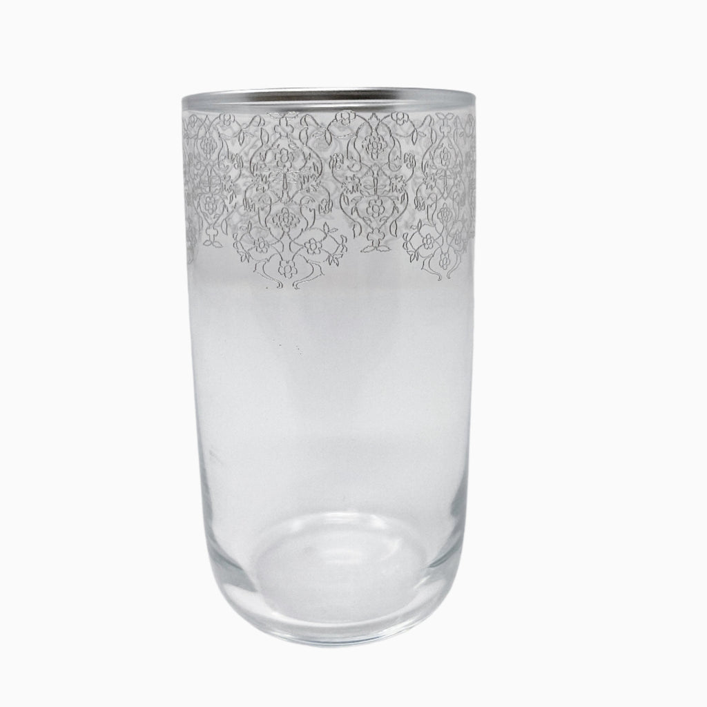 6-PIECE TALL SILVER RIMMED DRINKING GLASS SET