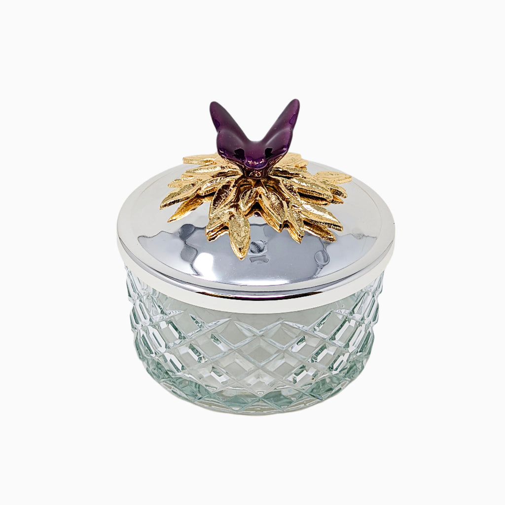 BUTTERFLY SILVER LID SNACK JAR