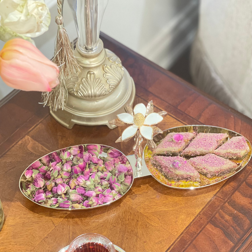 DOUBLE OVAL SNACK DISH WITH HANDLE LARGE