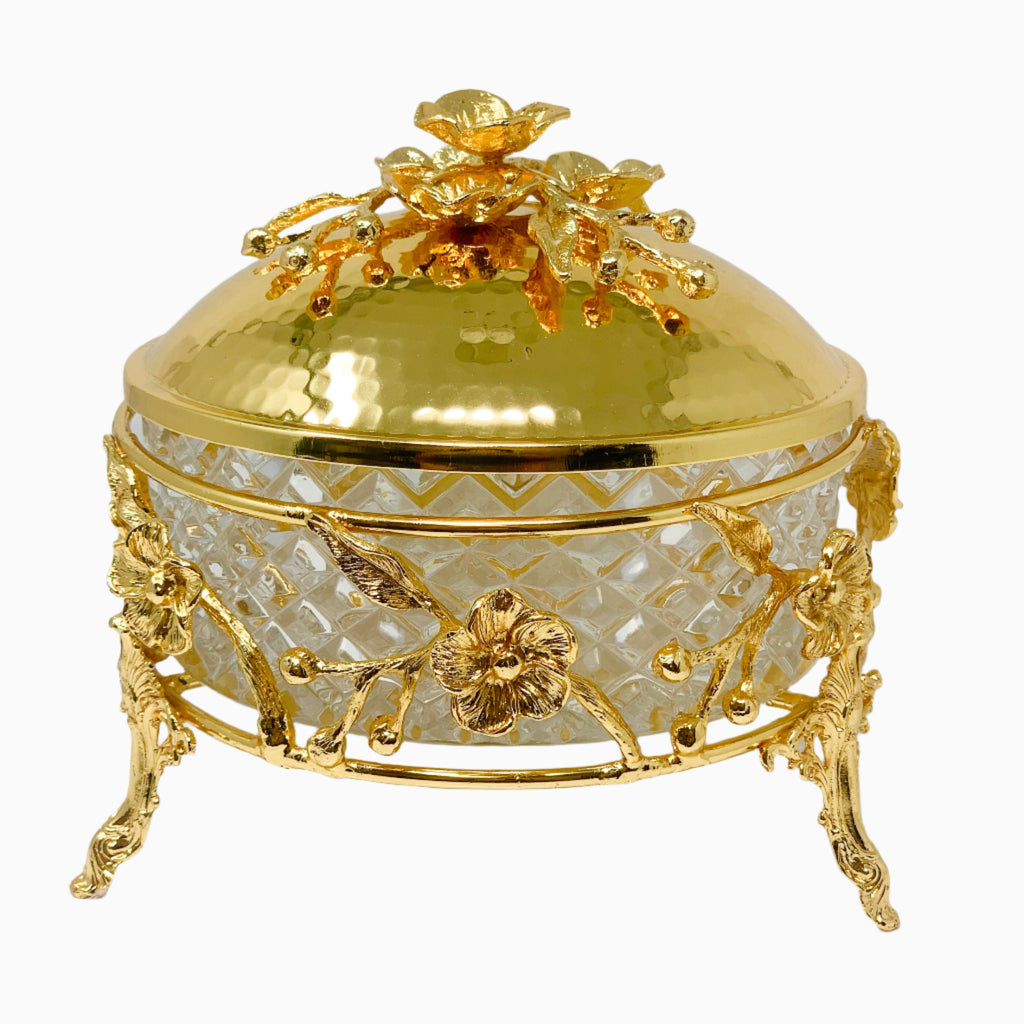 GLASS SERVING BOWL ON STAND, ORCHID COLLECTION