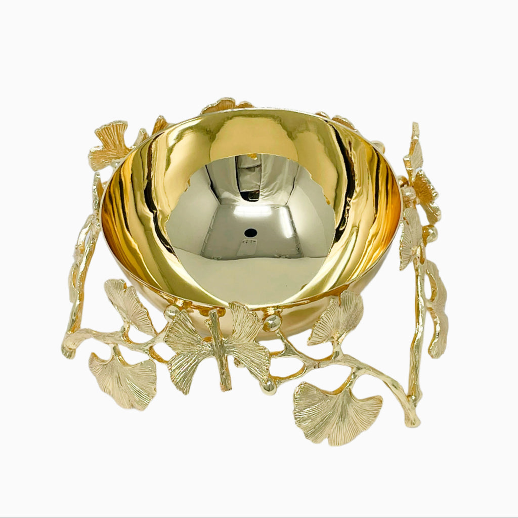 GOLDEN TONE CANDY BOWL ON BUTTERFLY STAND