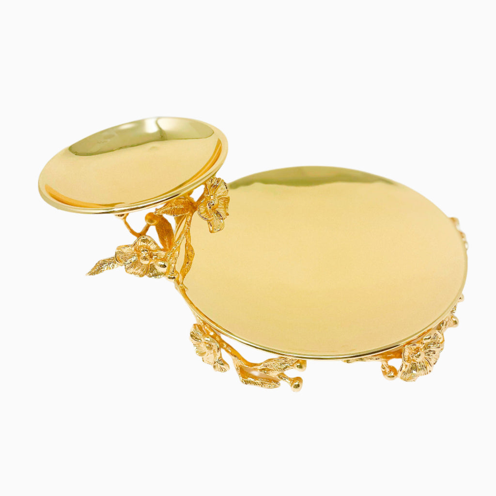 GOLDEN TONE TWO TIER SWEET PLATE