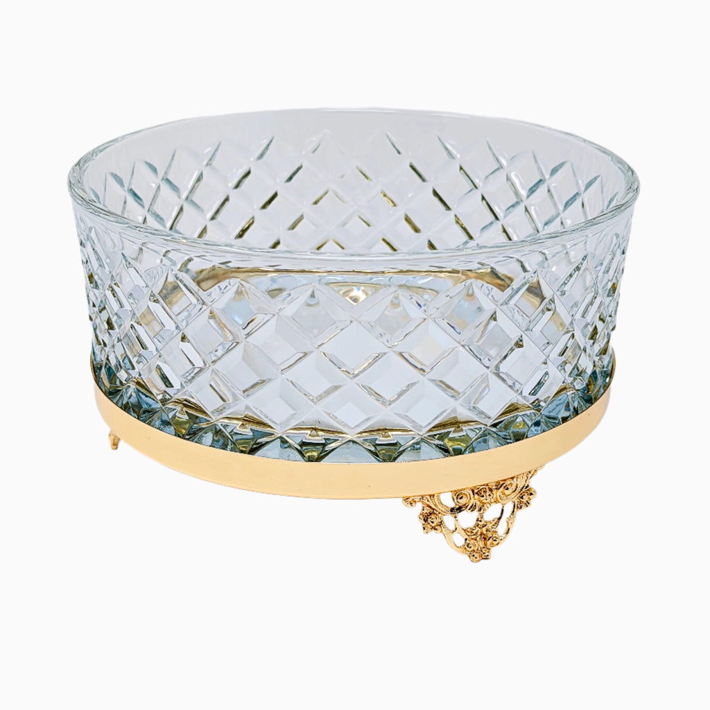 GOLD CLEAR ROUND SERVING BOWL