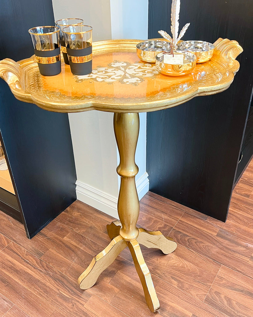 GOLD LEAF ITALIAN SIDE TABLE. NOBLE HOME GIFTS