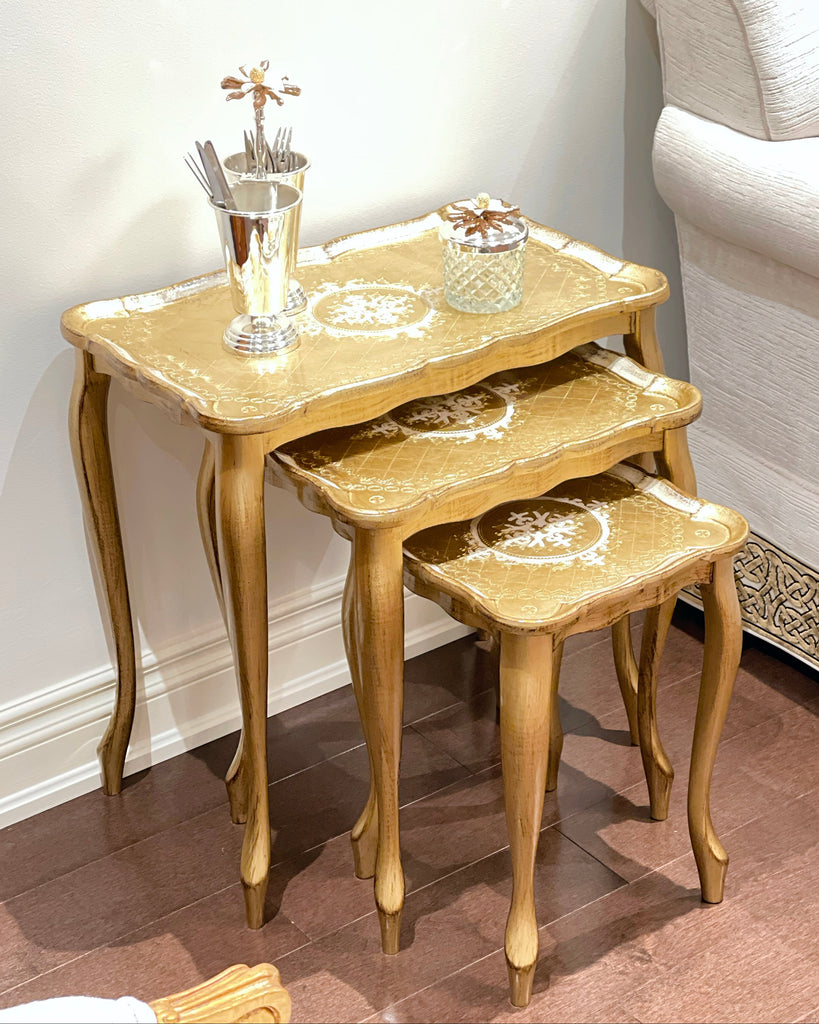 GOLD LEAF NESTING ITALIAN TABLES SET
