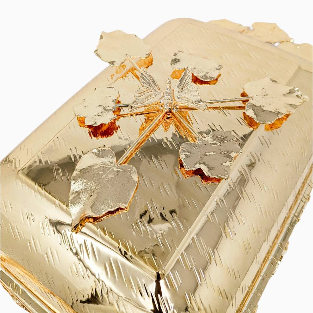 GOLD RECTANGULAR OVENWARE WITH GOLDEN FLOWERS