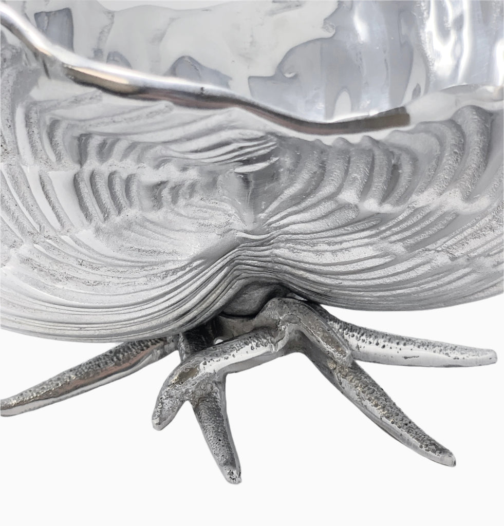 LARGE SILVER BOWL ON STARFISH-SHAPED STAND