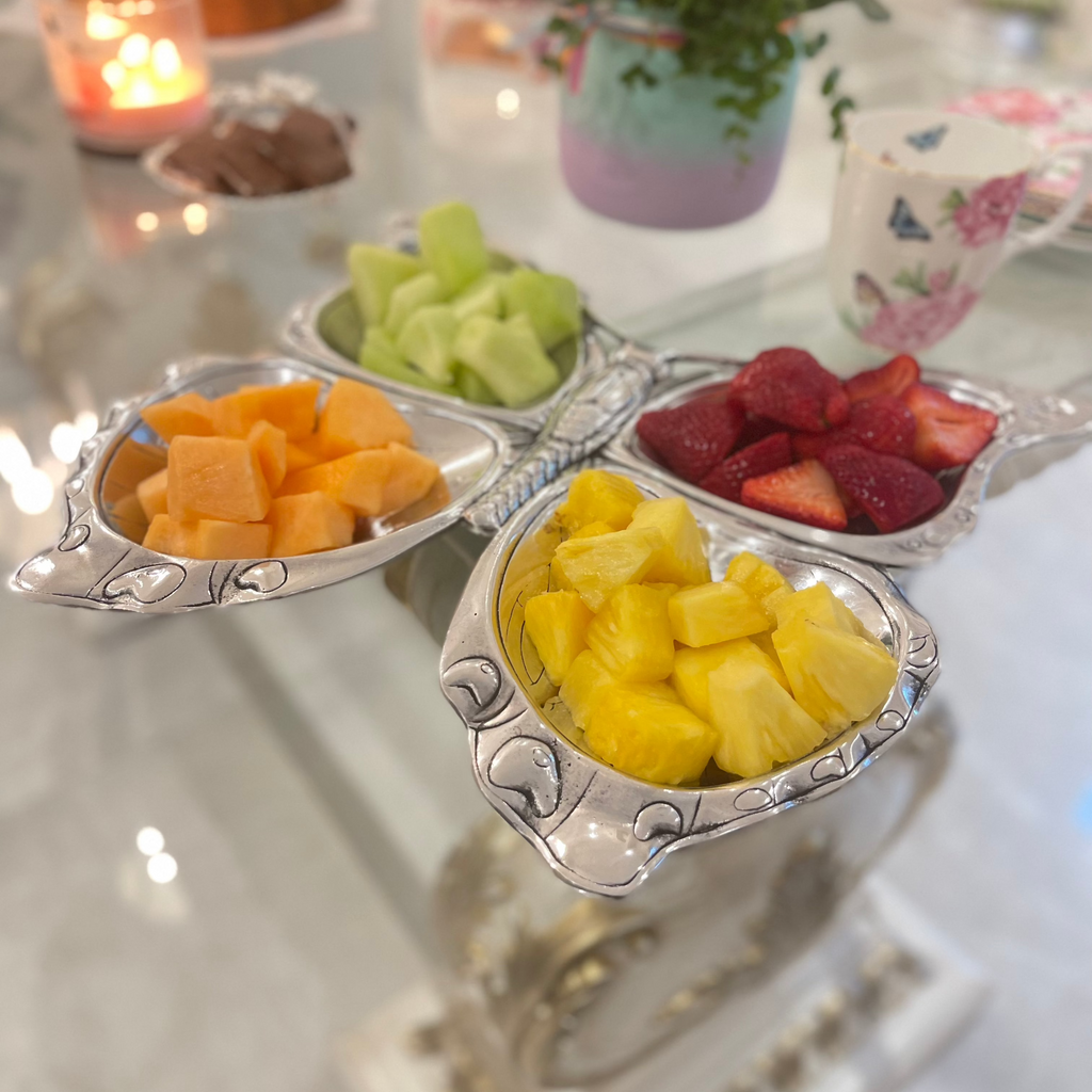 LARGE SILVER BUTTERFLY-SHAPED SNACK PLATE