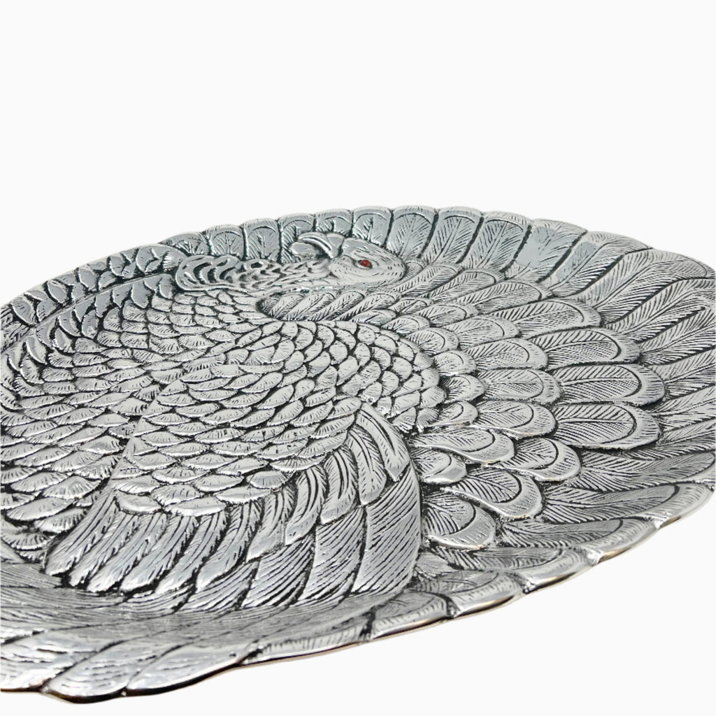 LARGE SILVER SERVING PLATTER, TURKEY COLLECTION