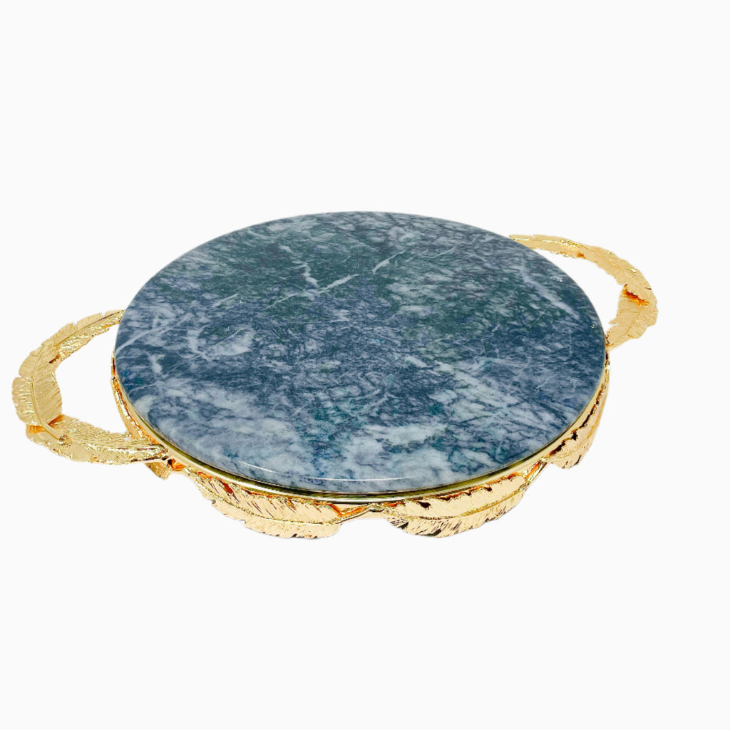 MARBLE TRAY ON GOLDEN TONE STAND