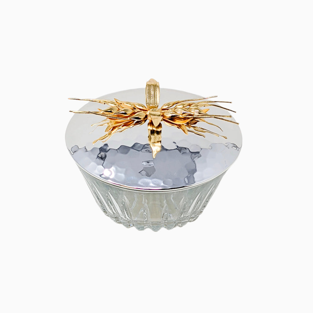 MEDIUM SIZED CANDY BOWL WITH GOLD LID