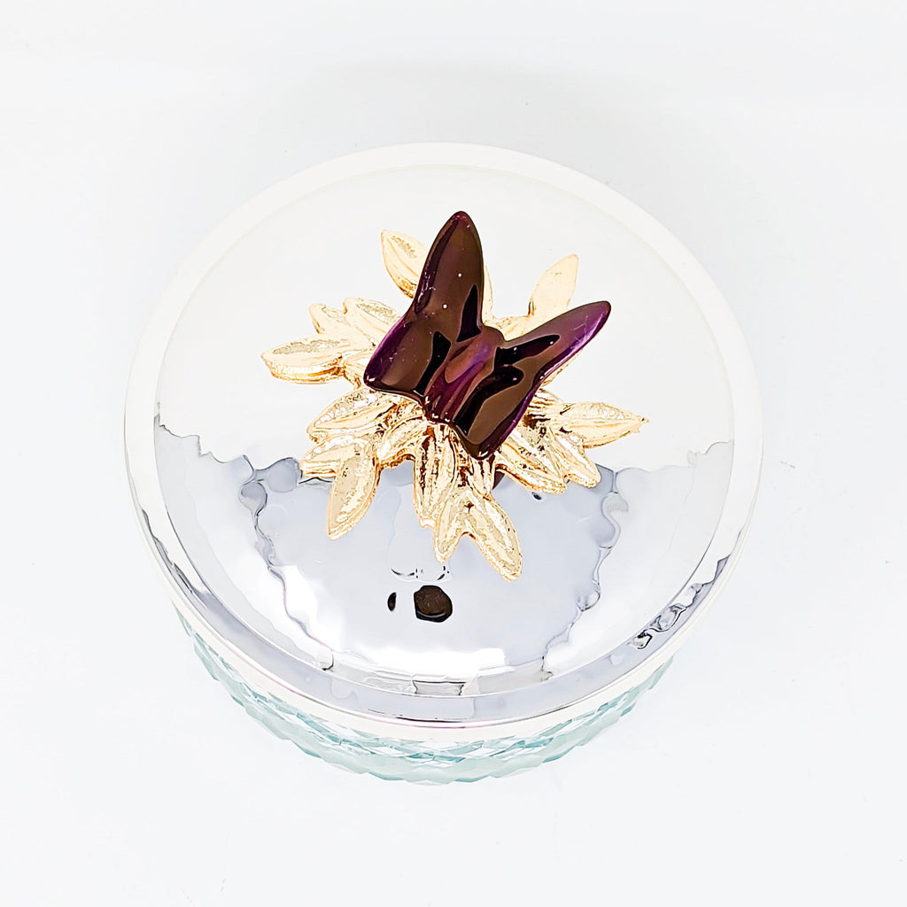 MEDIUM SNACK JAR WITH BUTTERFLY SILVER LID