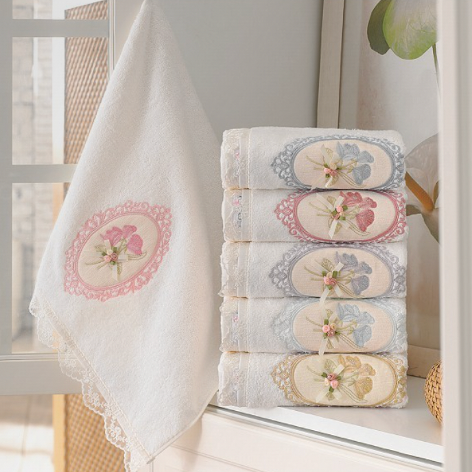 ORCHID BAMBOO HAND TOWELS, SET OF 6