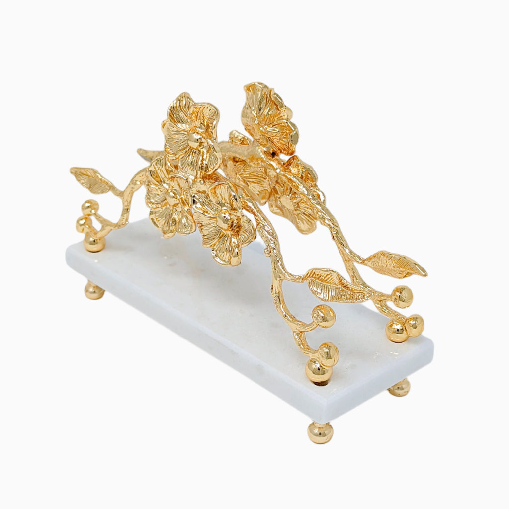 RECTANGULAR GOLD FLOWER NAPKINS HOLDER