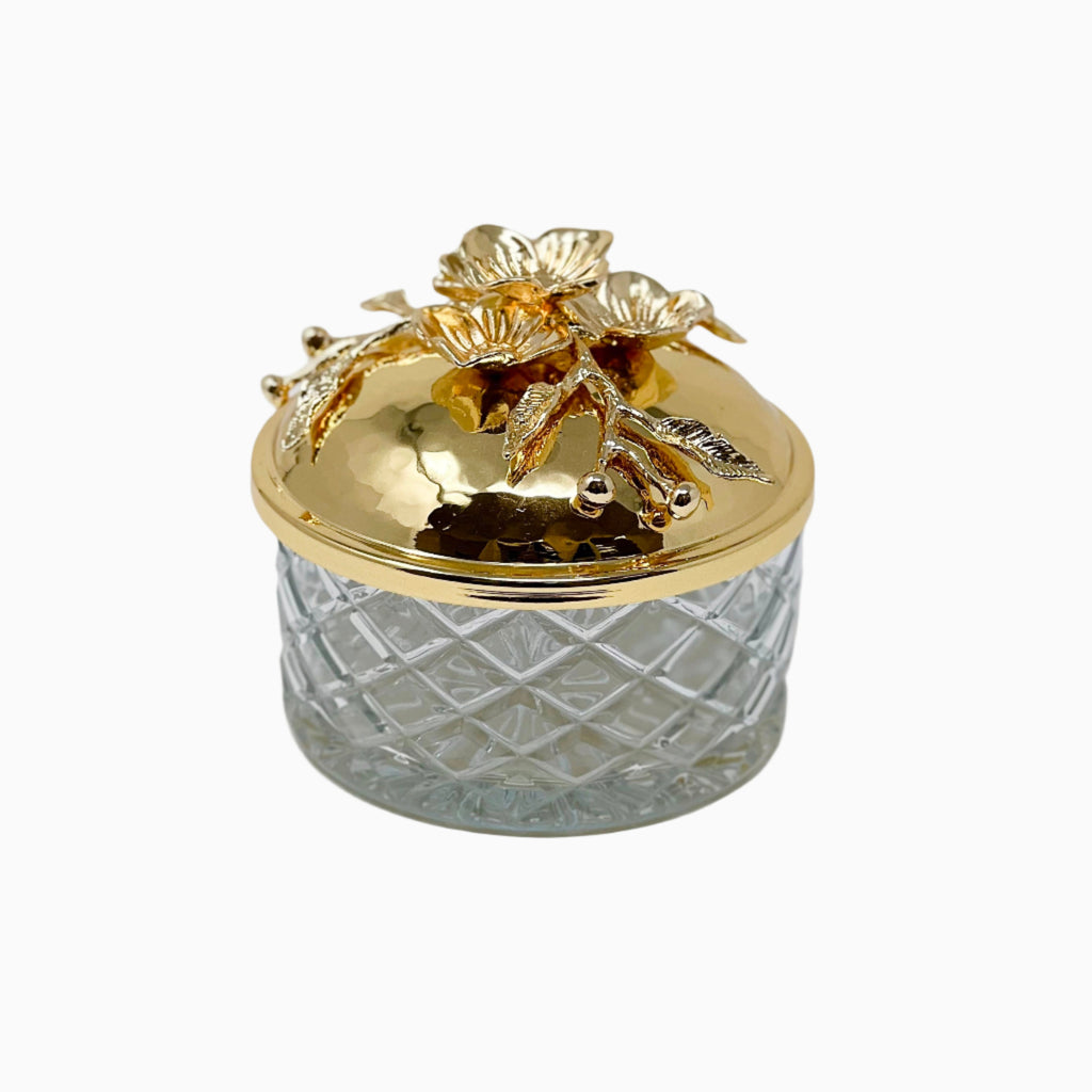 ROUND SERVING DISH WITH GOLD LID