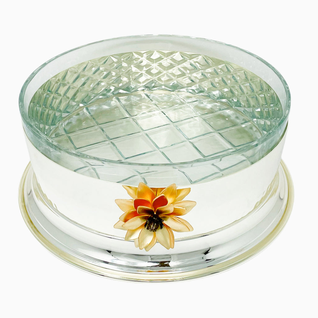 ROUND SILVER TONE SALAD BOWL