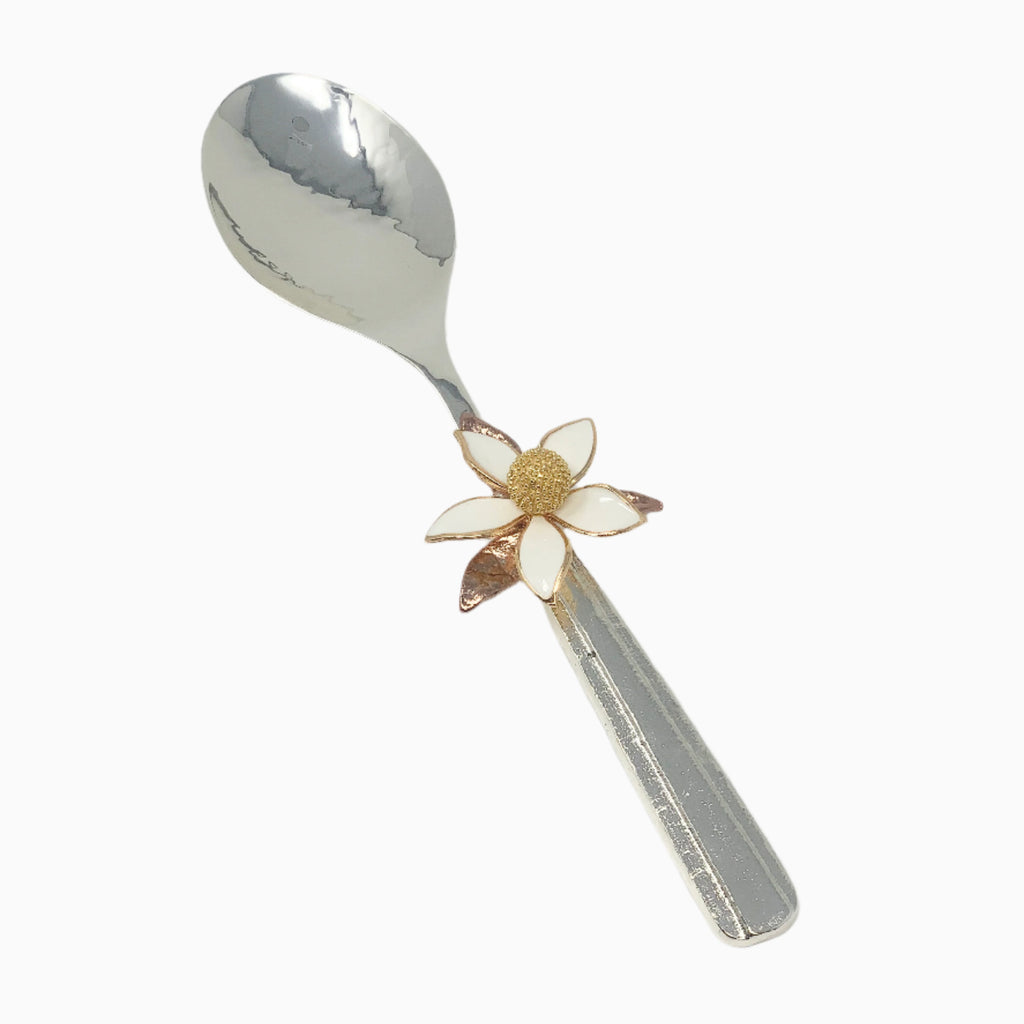 SALAD SPOON WITH WHITE FLOWER - Noble Home Gifts 