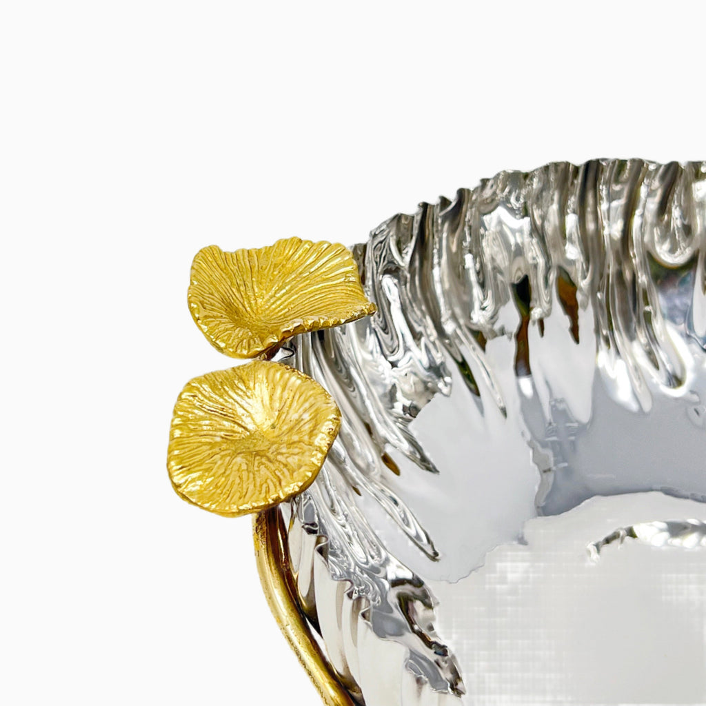 SILVER BOWL WITH MUSHROOM BRANCH