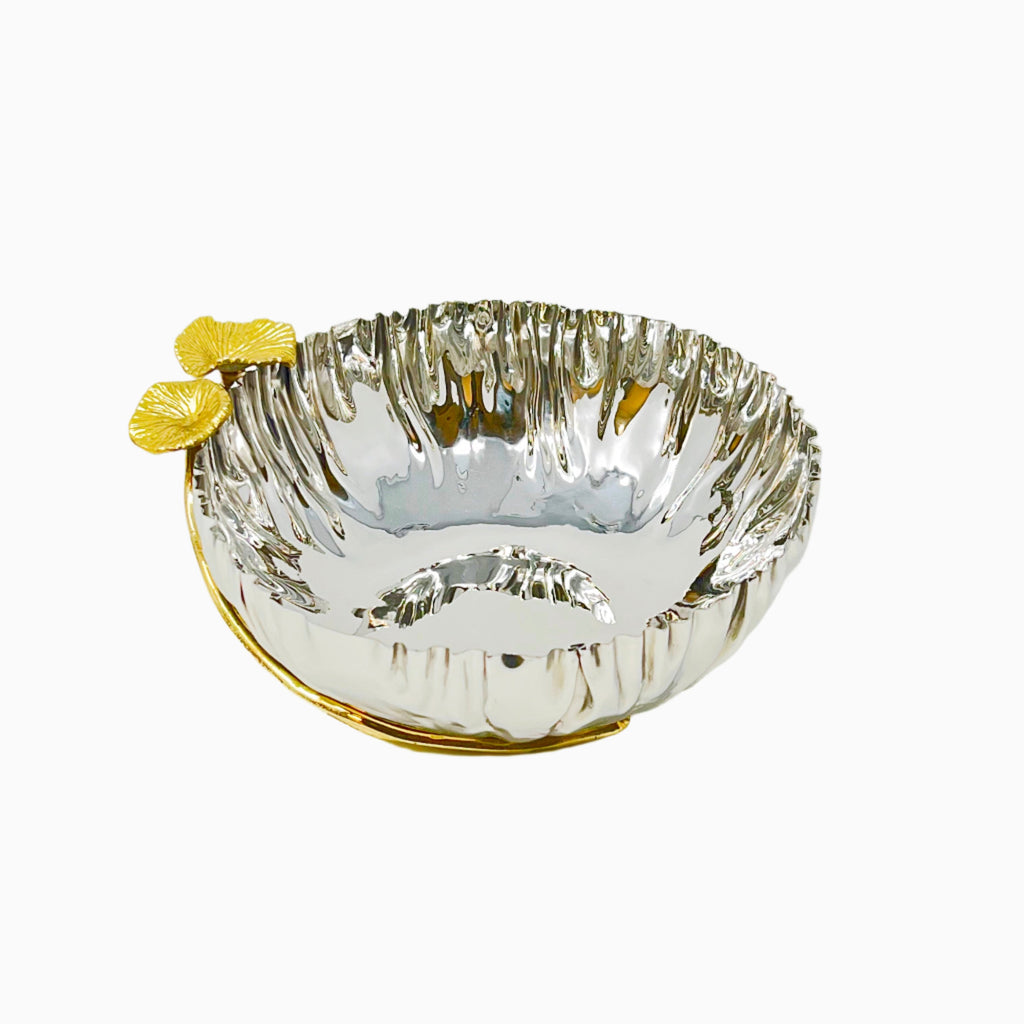 SILVER BOWL WITH MUSHROOM BRANCH