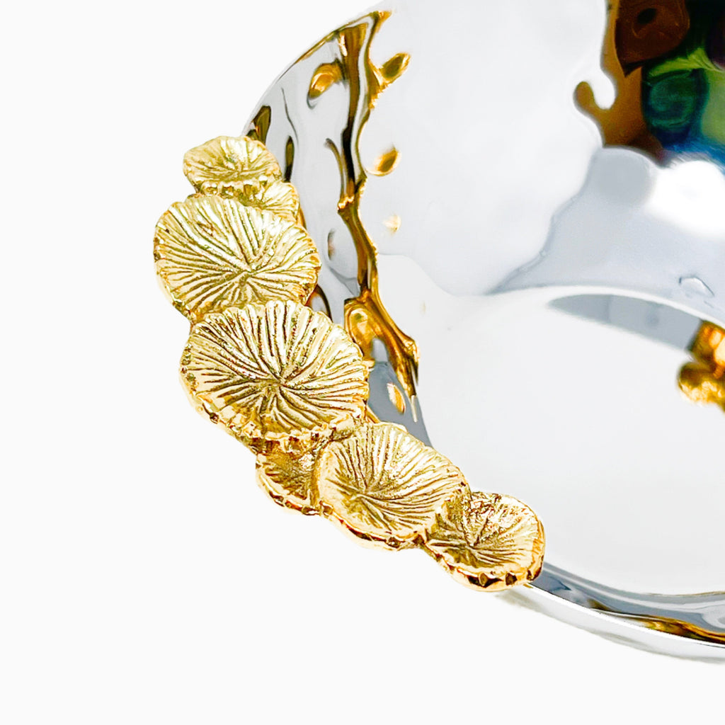SILVER BOWL WITH MUSHROOM CLUSTER