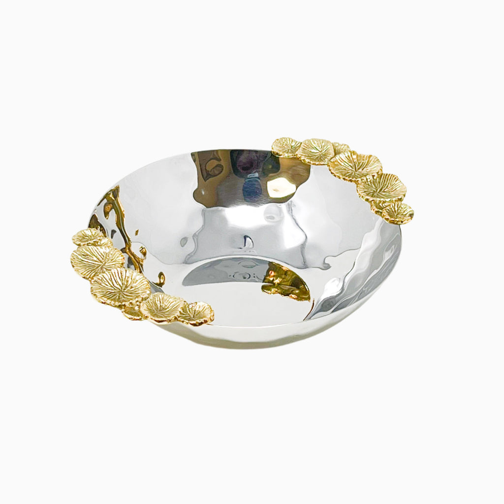 SILVER BOWL WITH MUSHROOM CLUSTER