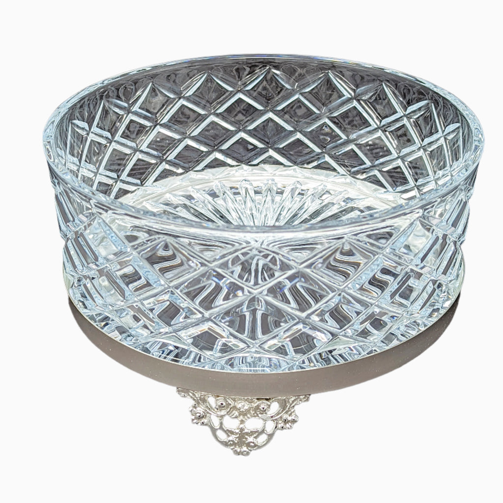 SILVER CLEAR ROUND SERVING BOWL