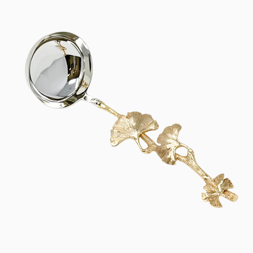 SILVER LADLE WITH GOLD TONE BUTTERFLY HANDLE