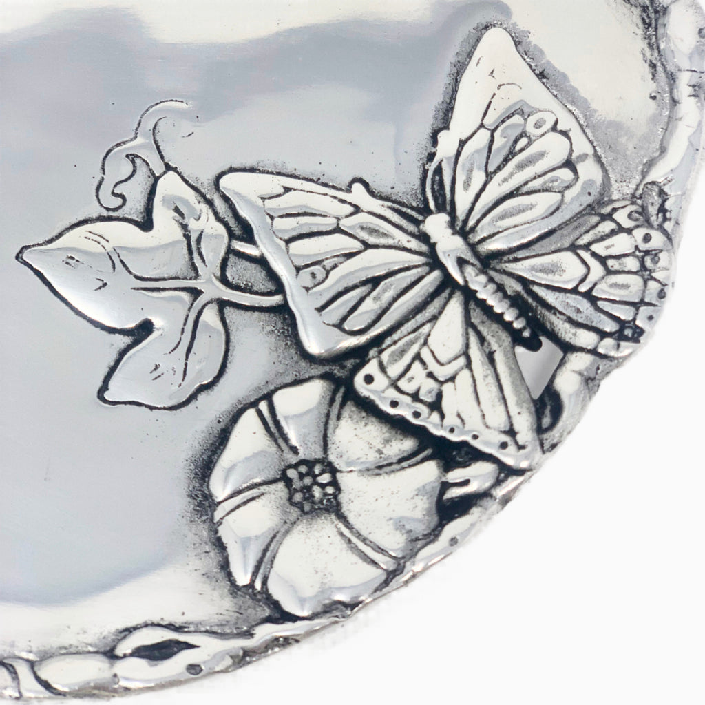 SILVER ROUND SWEET PLATE WITH BUTTERFLIES