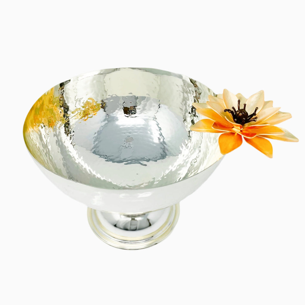 SILVER TONE FRUIT BOWL ON FOOT