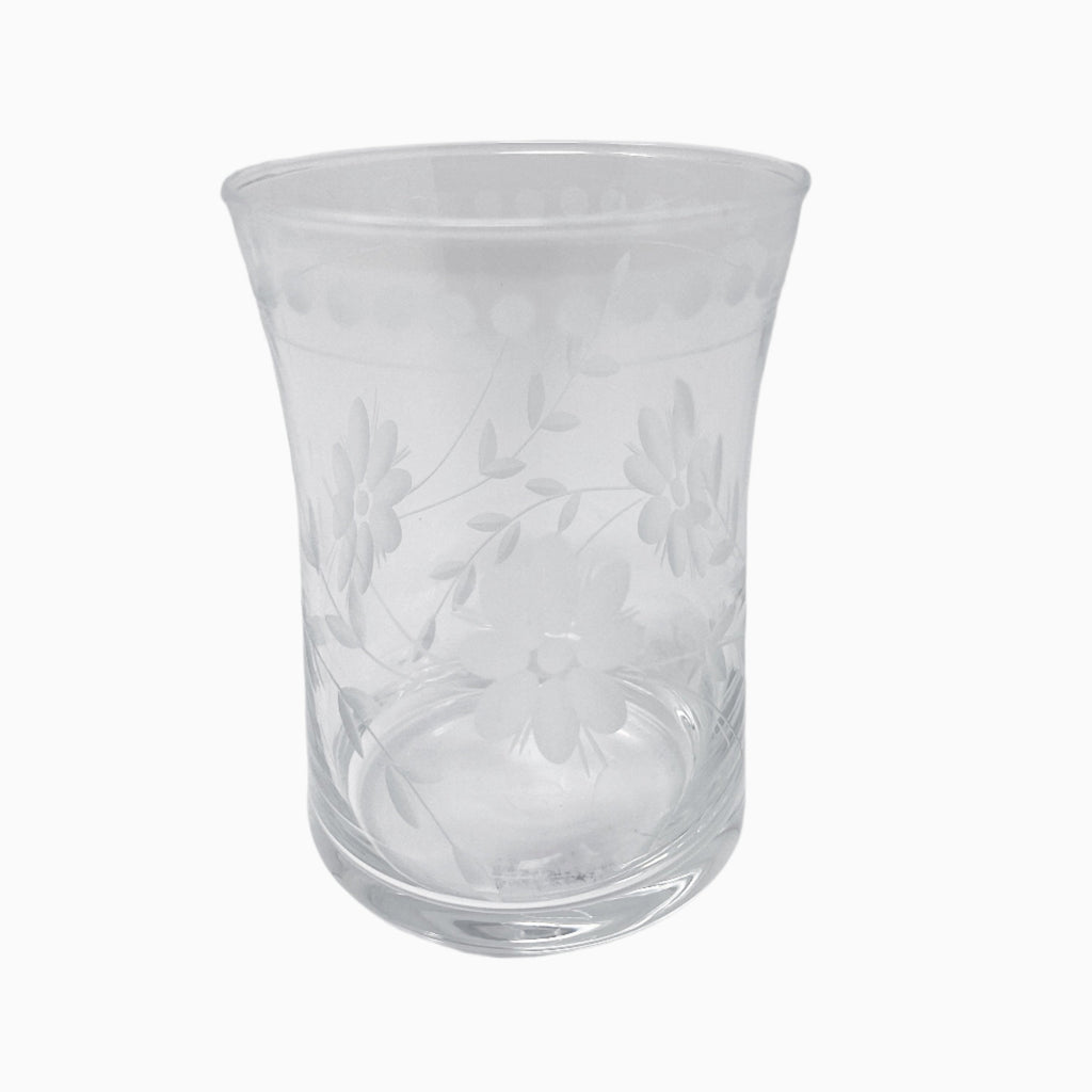 SIX-PIECE WHITE FLORAL DECORATED DRINKING GLASS SET