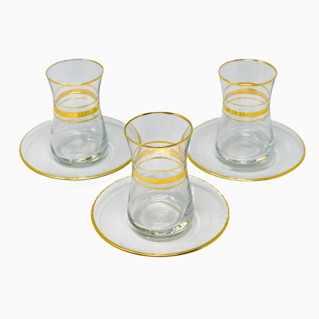 SIX PERSON GOLD RIMMED TEA SET