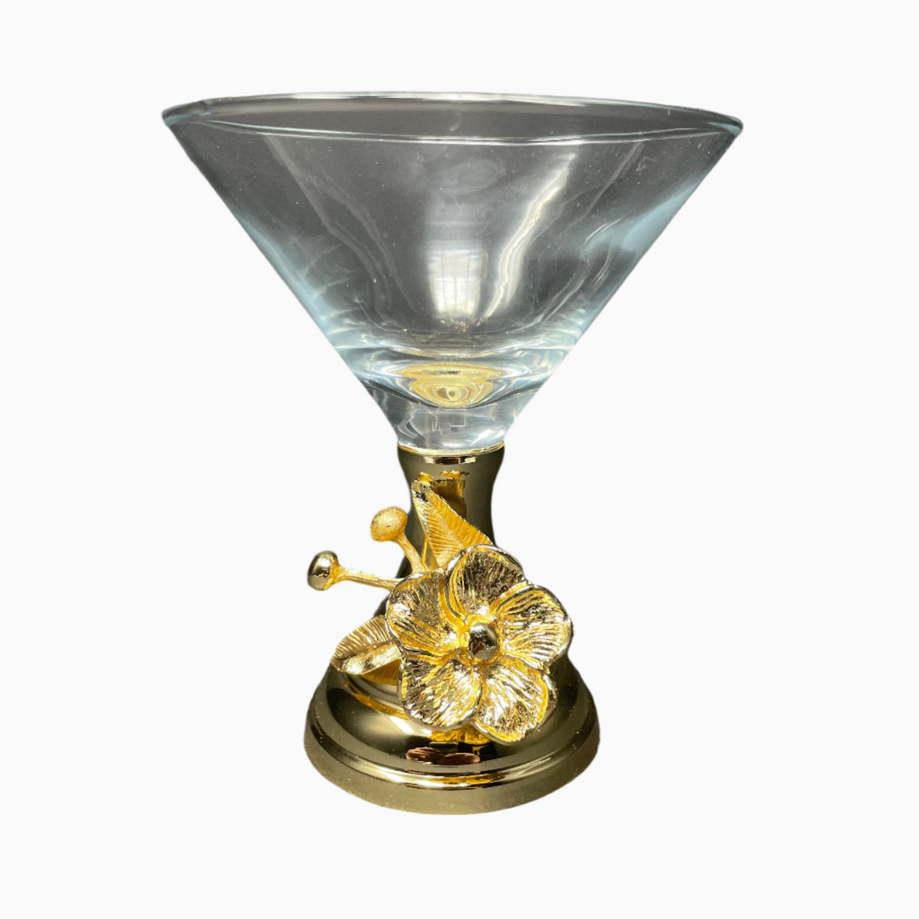 SIX PIECE GOLDEN TONE COCKTAIL GLASS SET