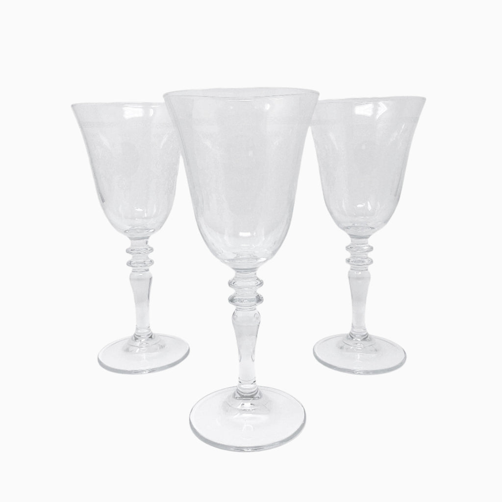 SIX PIECE WINE  GLASS SET, FLOWER COLLECTION