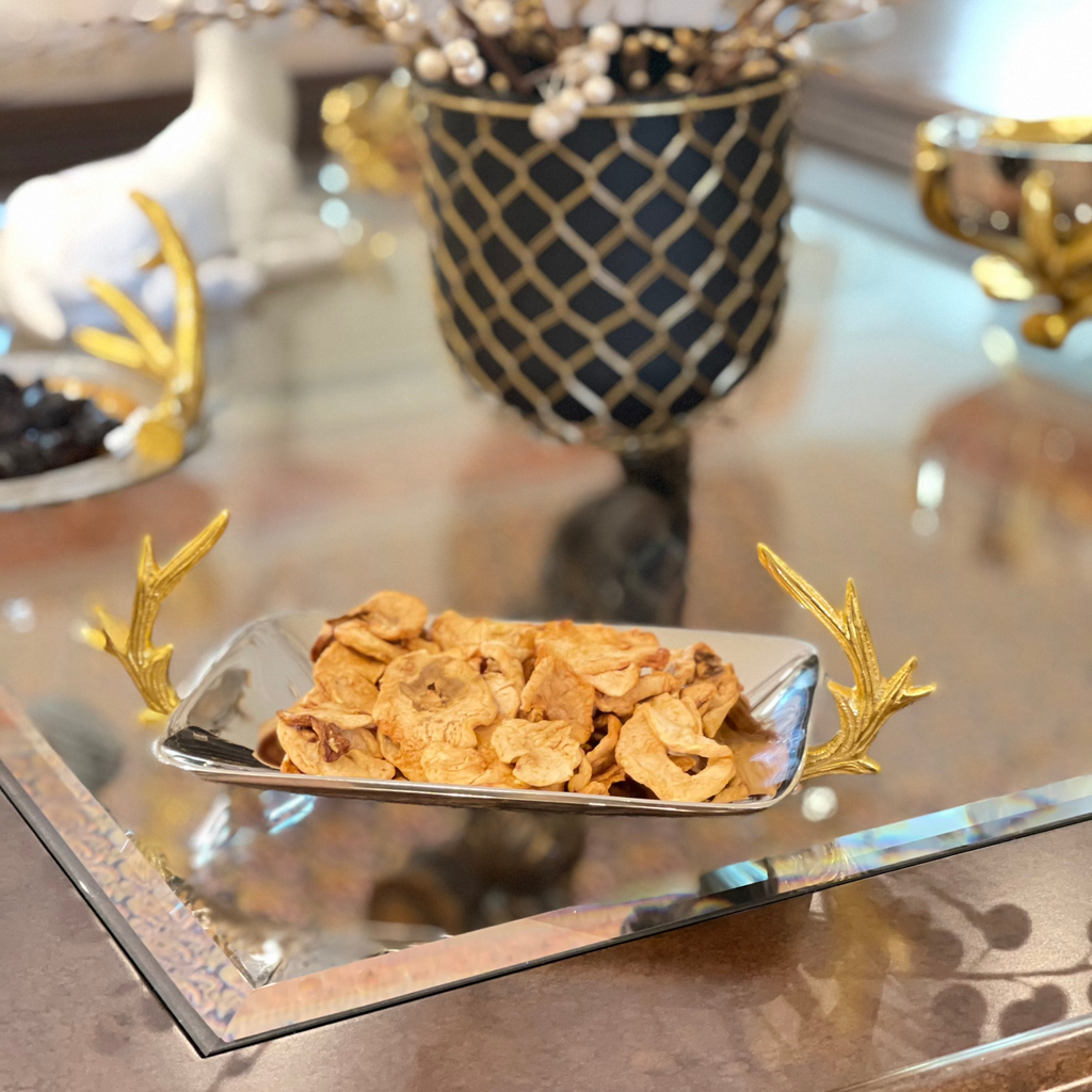 SMALL DESSERT PLATE, GOLD & SILVER