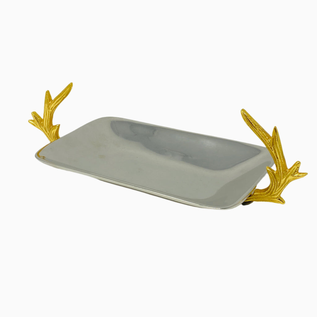 SMALL DESSERT PLATE, GOLD & SILVER