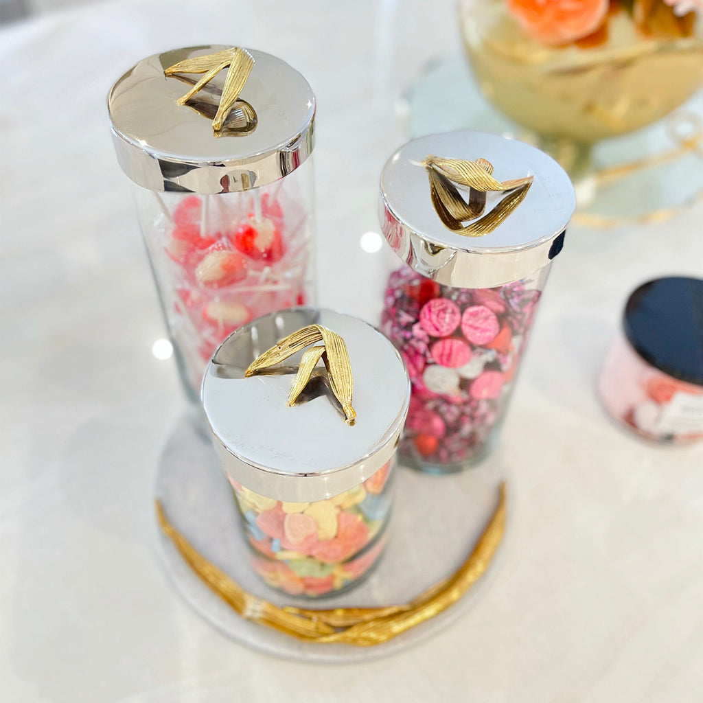 SMALL GLASS JAR WITH LEAF