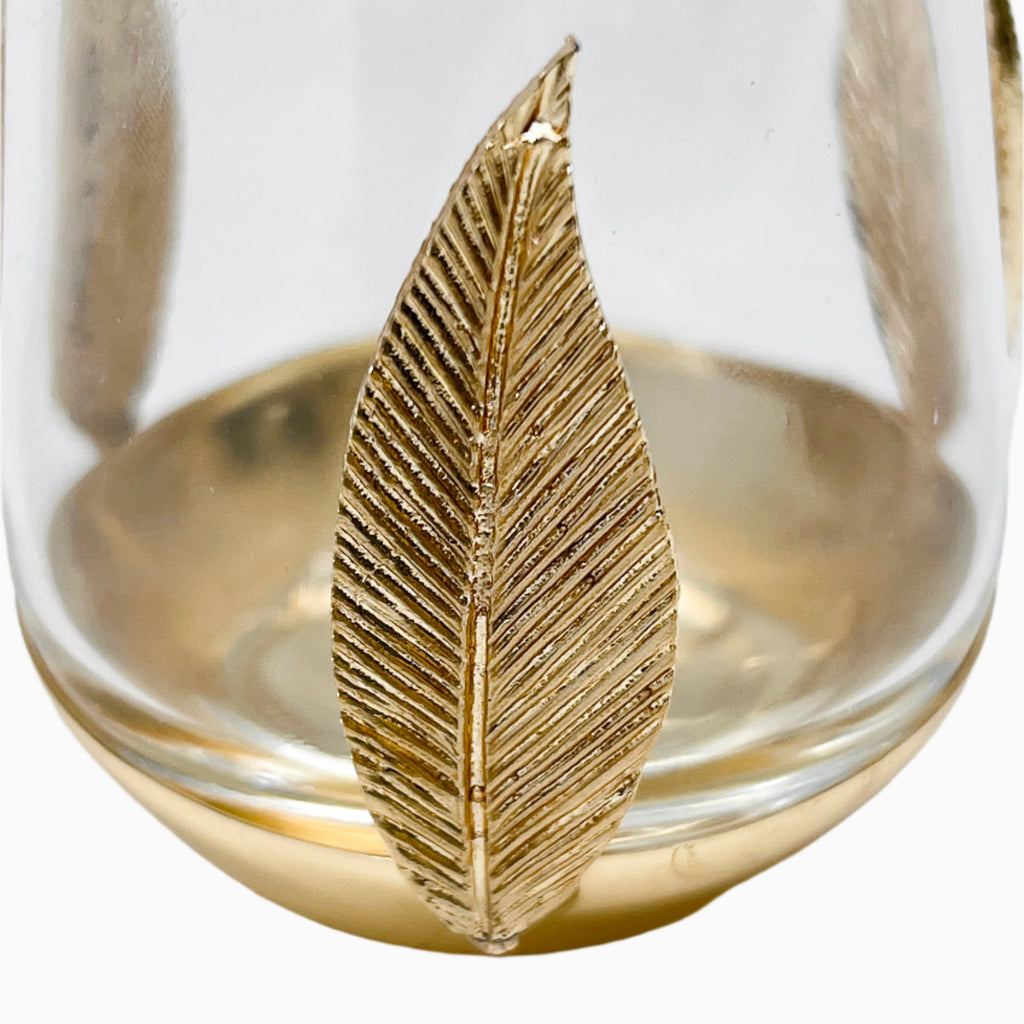 SMALL GOLD DRINKING GLASS, FLAT LEAF