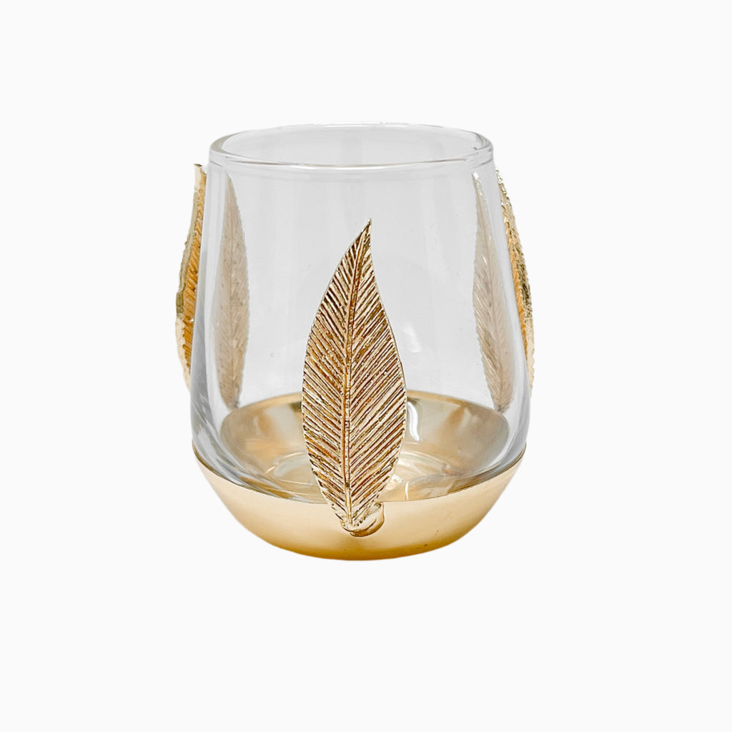 SMALL GOLD DRINKING GLASS, FLAT LEAF