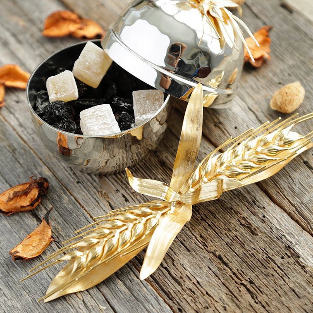 SMALL ROUND CANDY BOWL WITH GOLD FLOWER