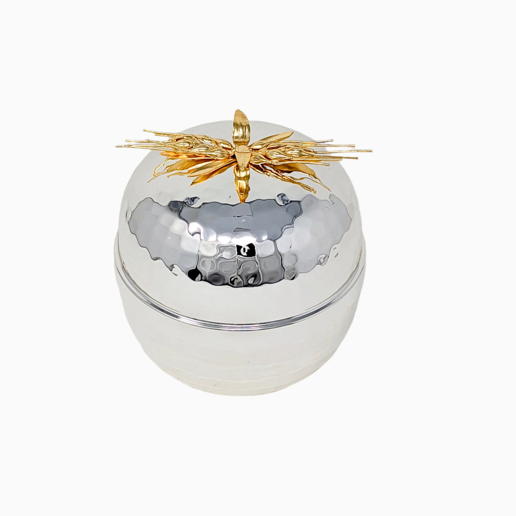 SMALL ROUND CANDY BOWL WITH GOLD FLOWER