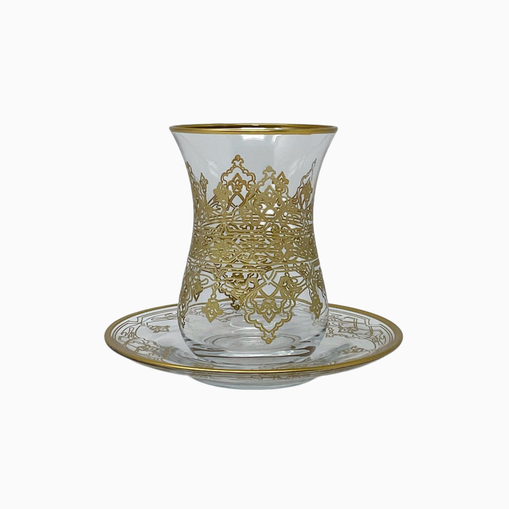 TWELVE PIECE GOLDEN TONE TEA CUP SET