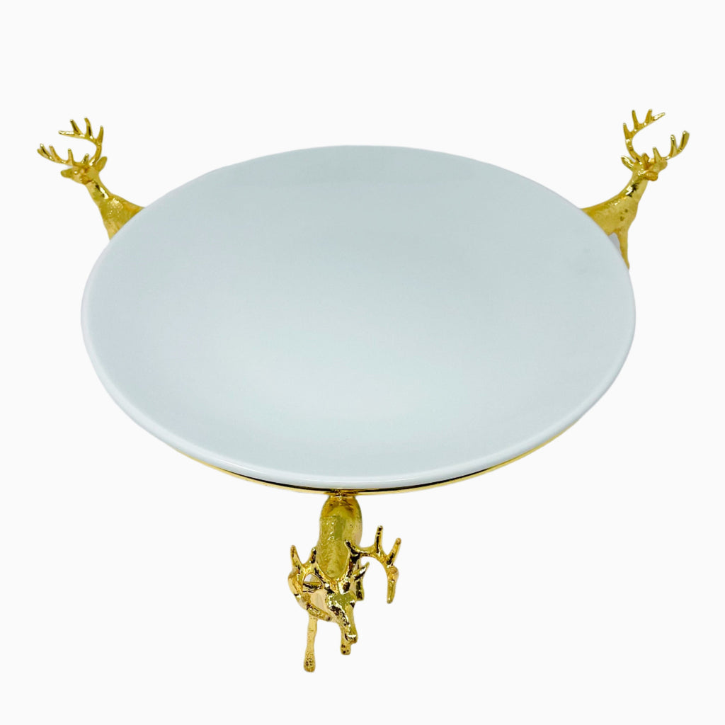 WHITE SERVING PLATE ON STAND